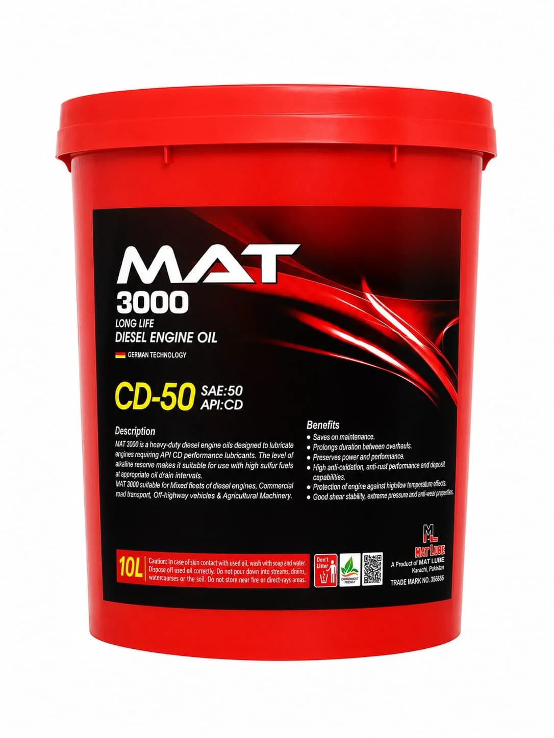 Mat 3000 CD-50 Long Life Diesel Engine Oil (10L) view 2