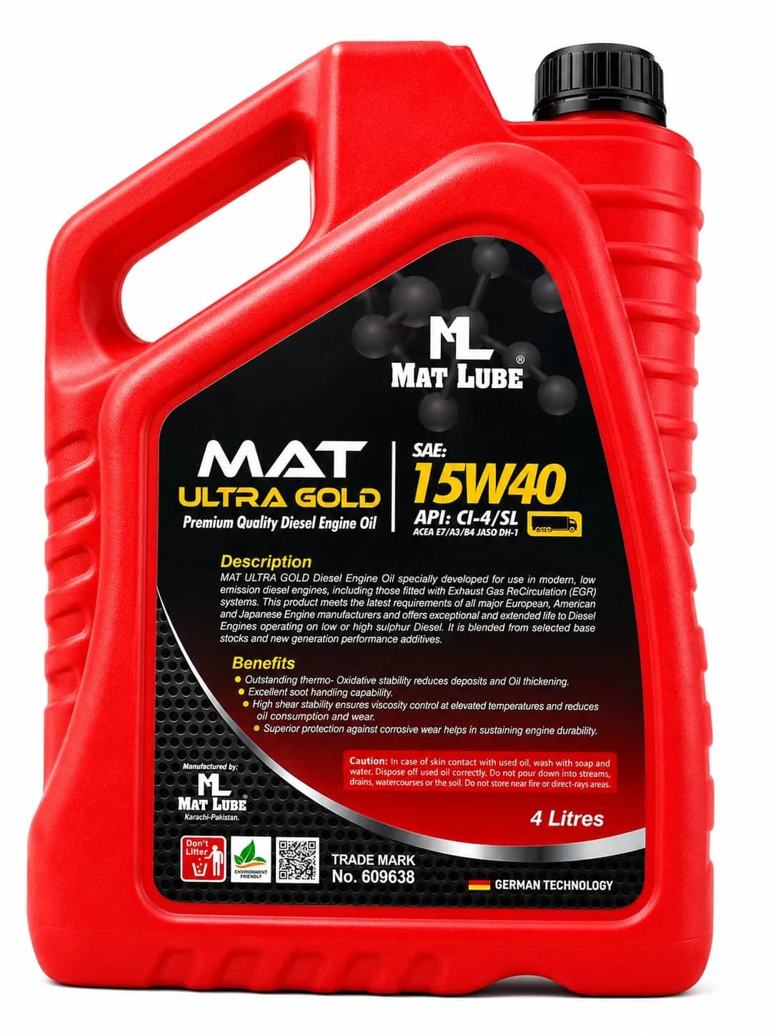 Mat Ultra Gold Heavy Duty Diesel Engine Oil 15W-40 (4L) view 2